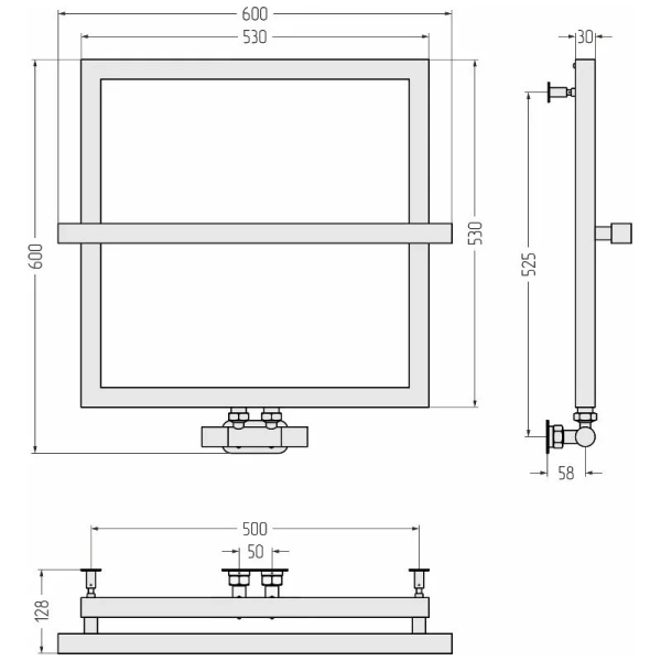 Полотенцесушитель водяной Сунержа Штиль EU50+ 53х53 см без покрытия - фото 2