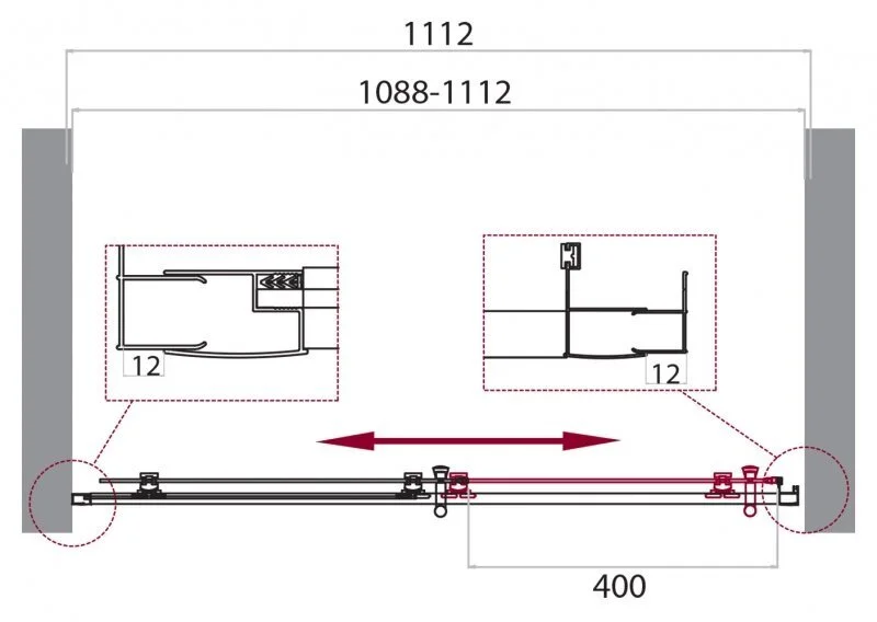 Душевая дверь в нишу BelBagno Uno-195 110 см стекло прозрачное - фото 2