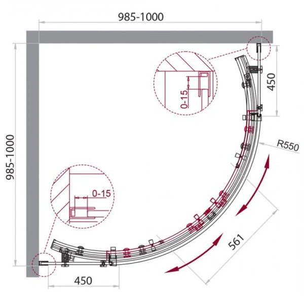 Душевой уголок BelBagno Acqua 100x100 см профиль хром - фото 2