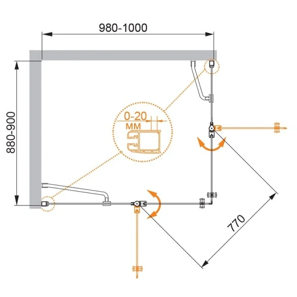 Душевой уголок Cezares Elena 100x90 см стекло прозрачное - фото 2