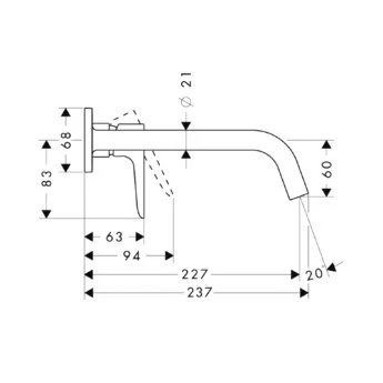 Смеситель для раковины Axor Citterio M 34116000 с внутренней частью - фото 2
