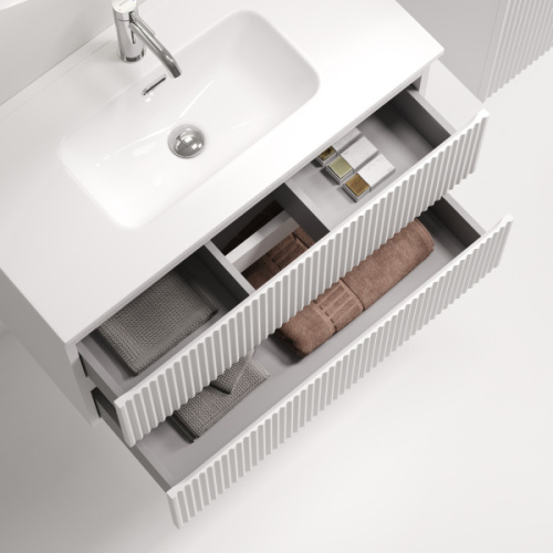 Тумба под раковину подвесная Sancos Snob R 80 см bianco, современная, hi-tech - фото 3