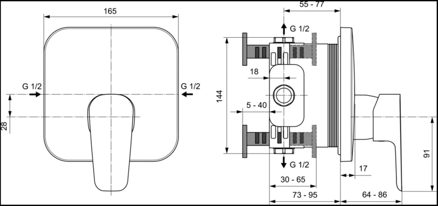Смеситель для душа Ideal Standard Ceraplan III A6114AA с внутренней частью - фото 2