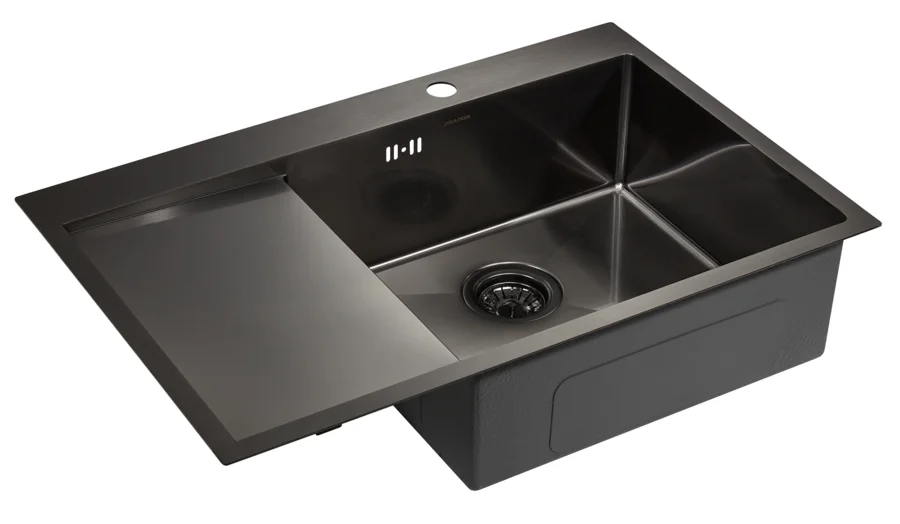 Мойка для кухни Paulmark Atlan 78 см вороненая сталь, левая, с одной основной чашей - фото 7