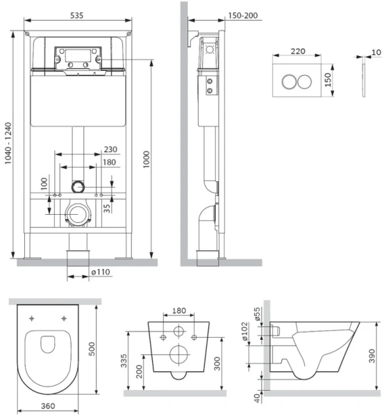 Унитаз с инсталляцией Am.Pm Sense с черной клавишей index_2 - фото 7