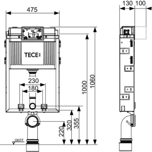 Инсталляция для унитаза Tece TECEprofil 9370300 подвод воды сбоку - фото 2