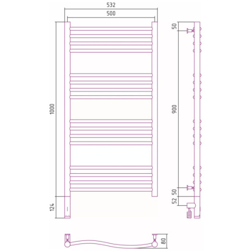 Полотенцесушитель электрический Сунержа Флюид 3.0 50x100 см правый другие цветовые решения - фото 3