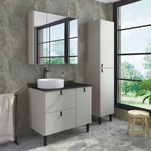 Зеркальный шкаф Comforty Сорренто 90 см светло-серый - фото 2