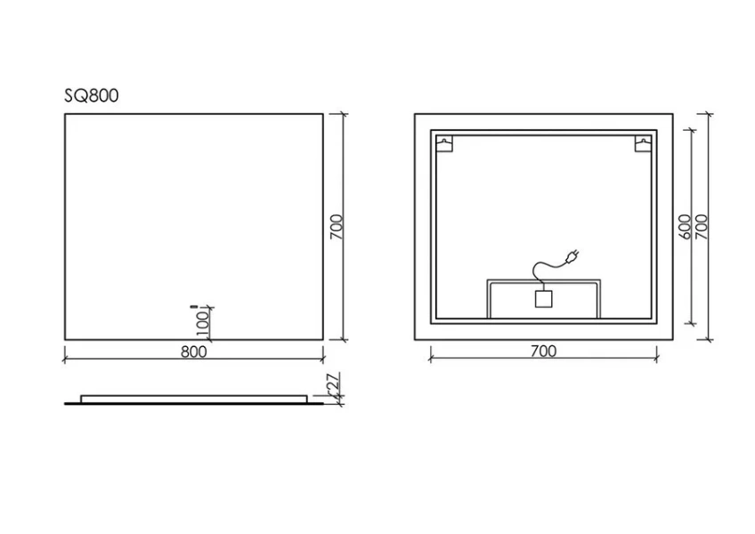 Зеркало с подсветкой Sancos Square 80 см прямоугольное - фото 2