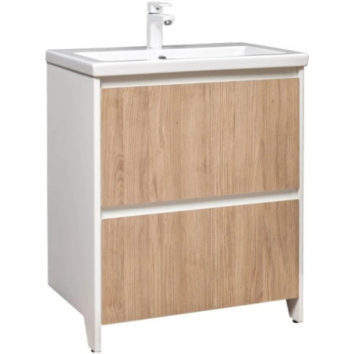 Тумба под раковину напольная Velvex Klaufs 70 см белая/дерево, по запросу - фото 2