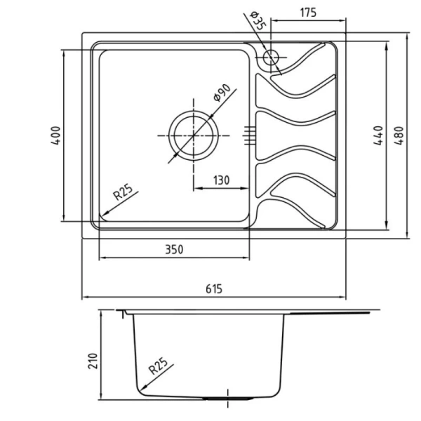 Мойка для кухни IDDIS Reeva 61.5 см чаша слева - фото 2