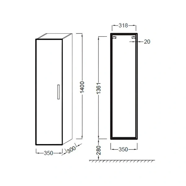 Шкаф-пенал подвесной Jacob Delafon Ola 35 см белый лак - фото 2