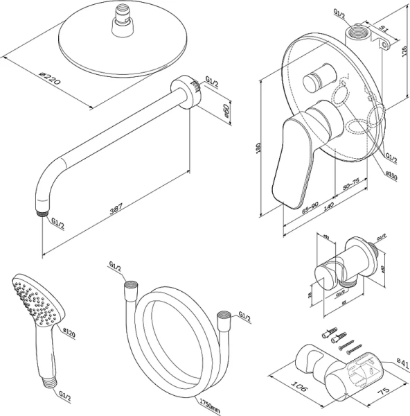 Душевой комплект Am.Pm X-Joy хром - фото 3
