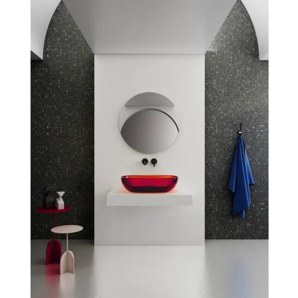 Раковина Abber Kristall 60 см красная, в форме чаши, круглой формы - фото 5