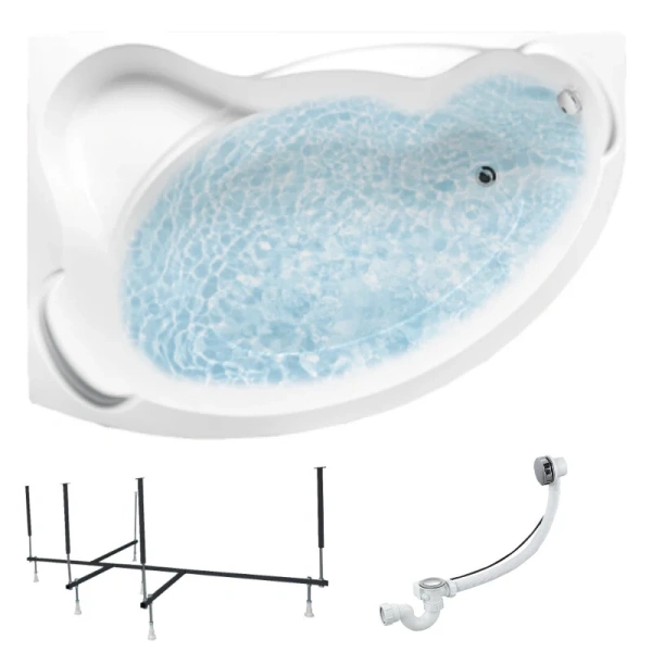 Ванна акриловая 1MarKa Catania 01кт1610лкс2+/01кт1610пкс2+, 160 x 105 см, левая/правая, цвет белый, угловые, приставные, встраиваемые - фото 6