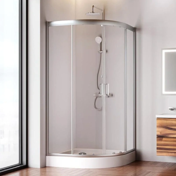  Душевой уголок Am.Pm Gem 100х100 см профиль матовое серебро, раздвижные - фото 7