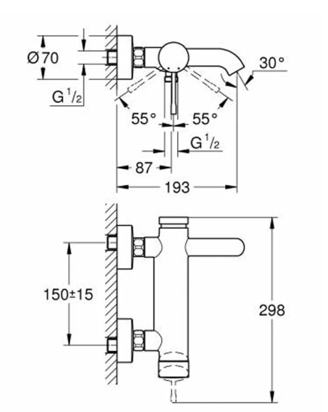 Смеситель для ванны Grohe Essence New 33624A01 - фото 2