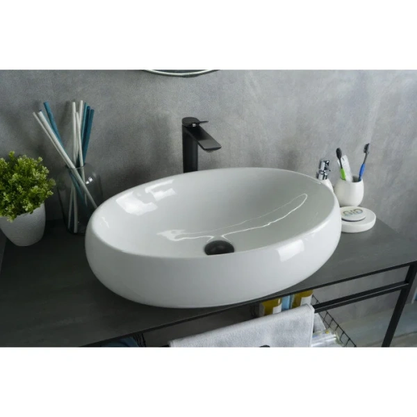 Раковина GID Lago N9030a 60 см белая, в форме чаши, круглой формы - фото 5