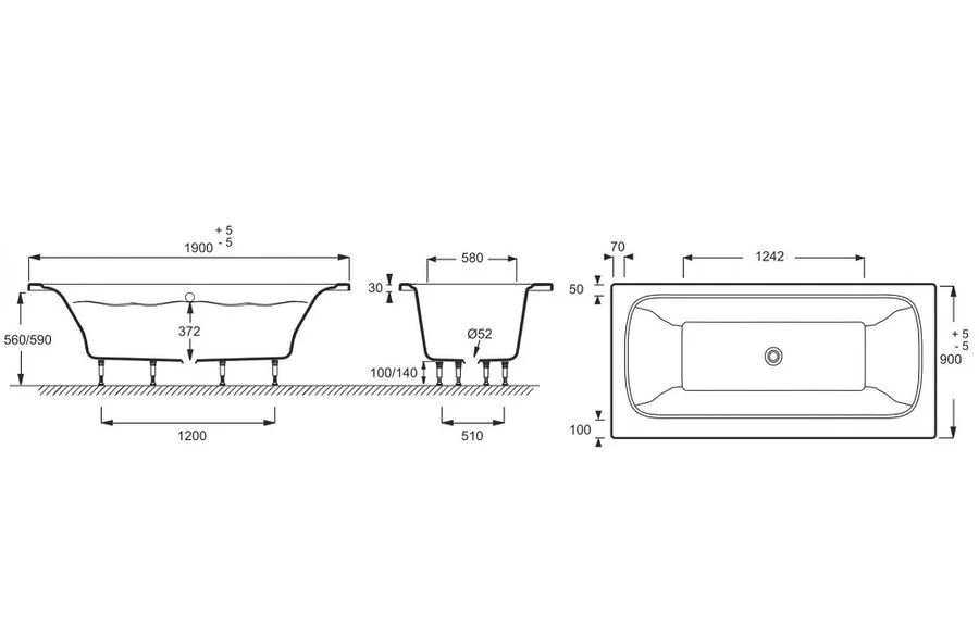 Ванна из искусственного камня Jacob Delafon Elite 190х90 см белая, французский вариант, современныe, hi-tech - фото 3