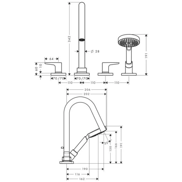 Смеситель на борт ванны Axor Citterio M 34454000 - фото 2