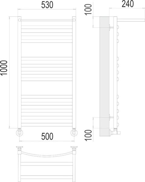 Полотенцесушитель водяной Terminus Енисей П13 50х100 см с полкой - фото 2