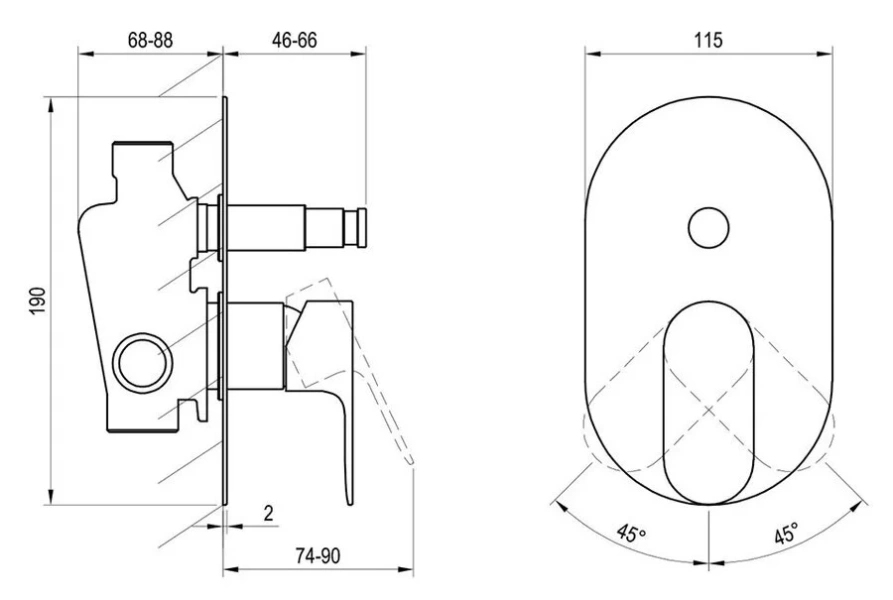 Смеситель для душа Ravak Eleganta черный матовый, для душа - фото 2