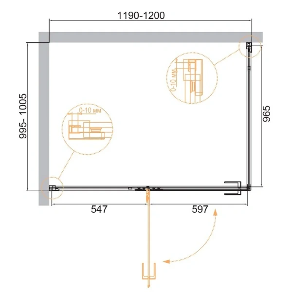 Душевой уголок Cezares Bellagio 120x100 см профиль брашированное золото - фото 2