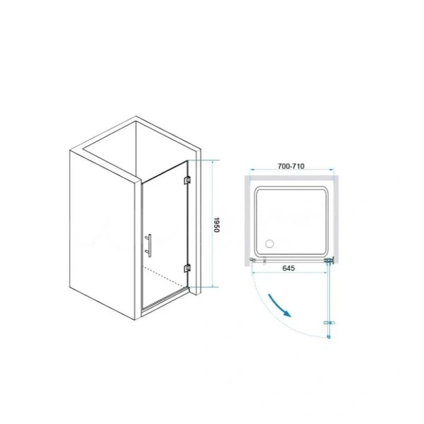 Душевая дверь в нишу RGW Hotel HO-011 350601107 70 см распашная - фото 2