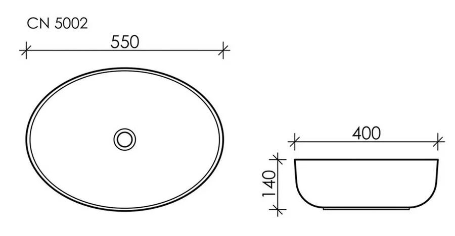 Раковина накладная Ceramica Nova Element 55 см овальная, из санфарфора - фото 7