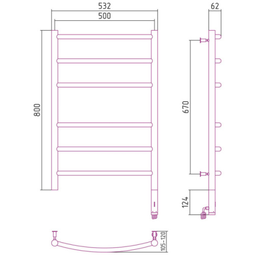 Полотенцесушитель электрический Сунержа Галант 50х80 см правый другие цветовые решения - фото 3