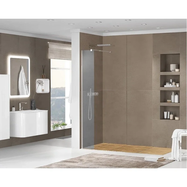 Душевая перегородка Cezares Liberta 25 см стекло графит, профиль хром - фото 3