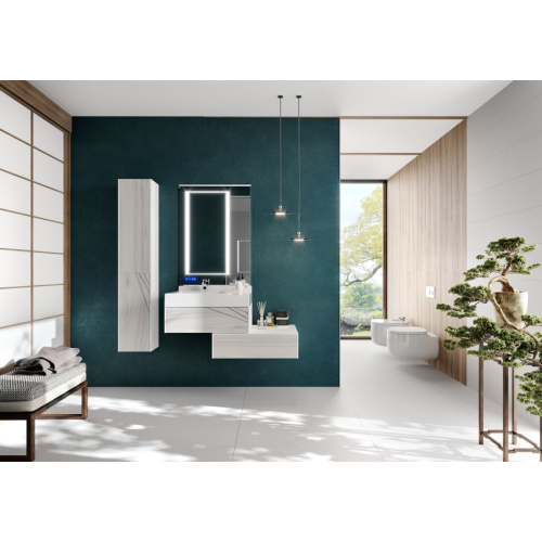 Тумба под раковину подвесная Акватон Сакура 80 см ольха наварра/белый глянец, моноблок - фото 5