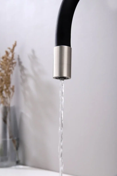 Смеситель для кухни Paulmark Salix никель/черный, высокие, округлая форма, для питьевой воды с фильтром - фото 5