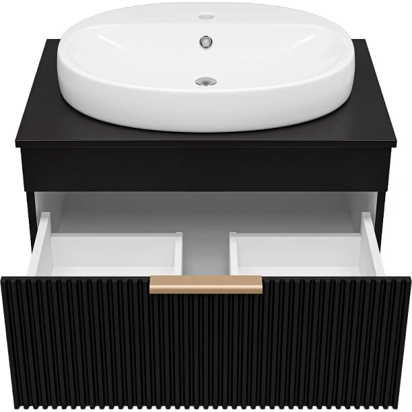 Тумба под раковину подвесная Brevita Enfida 70 см 1 ящик, черная - фото 4