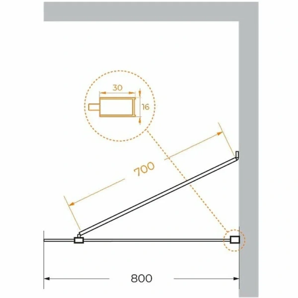Душевая перегородка Cezares Liberta 80 см стекло графит, профиль хром, современные, hi-tech - фото 2