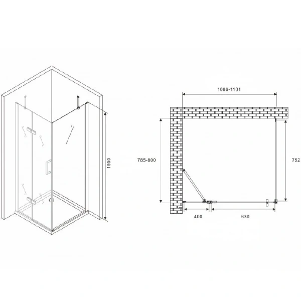 Душевой уголок Abber Zart 110х80 см профиль хром - фото 2
