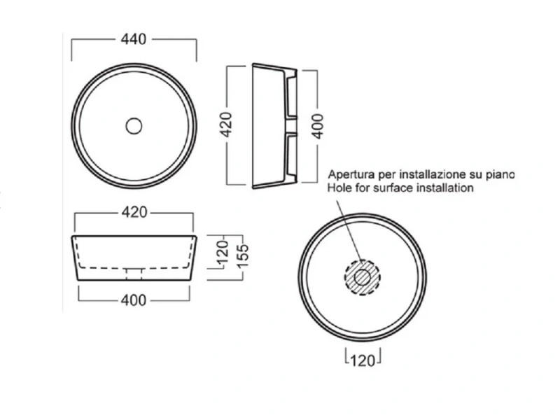 Раковина Hatria Happy Hour YXSP01 44х44 см - фото 2