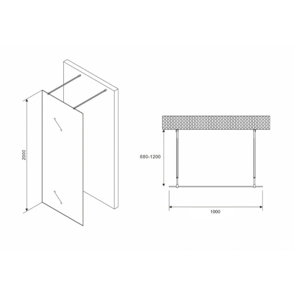 Душевая перегородка Abber Immer Offen 100 см стекло прозрачное - фото 2