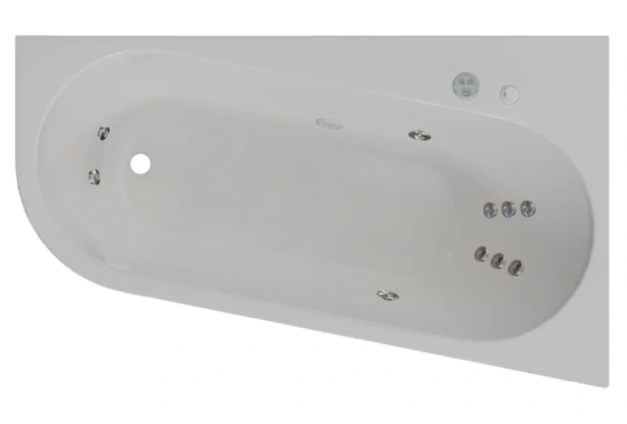 Гидромассажная ванна Радомир Вальс Прима 1-80-2-1-0-352/1-80-2-2-0-352, 160 x 95 см, L/R, рама-подставка, фронтальная панель, слив-перелив, гидромассаж Релакс хром КУ 100, датчик уровня воды, массаж спины, ступней, боковых поверхностей, белая - фото 2