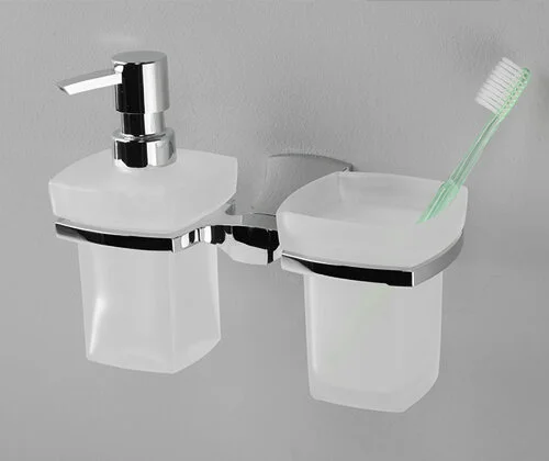 Стакан для ванной и дозатор для мыла WasserKRAFT Wern хром - фото 3