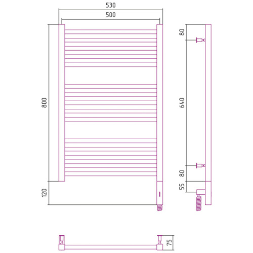 Полотенцесушитель электрический Сунержа Модус 3.0 50x80 см левый другие цветовые решения - фото 3
