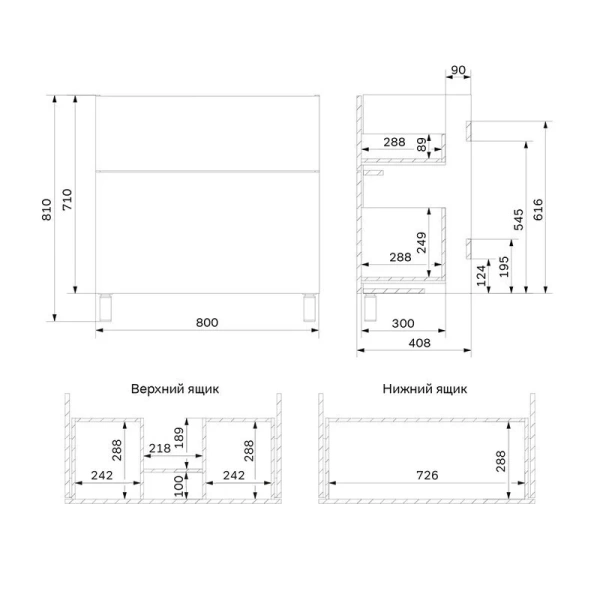 Тумба под раковину напольная Am.Pm Gem 80 см с 2 выдвижными ящиками, современная, hi-tech - фото 3