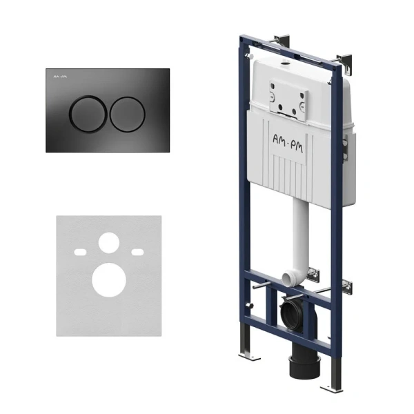 Инсталляция для унитаза Am.Pm MasterFit с кнопкой черной матовой - фото 1