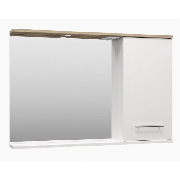 Зеркальный шкаф с подсветкой Misty Респект 120 см левый, белые, светло-коричневые, комбинированные - фото 5