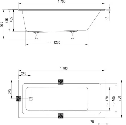 Ванна акриловая Ravak 10° Slim 170х75 см белая, прямоугольные - фото 5