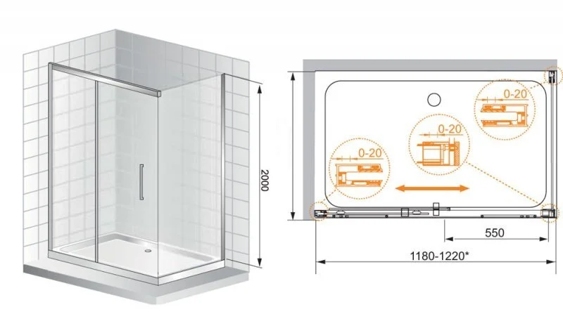 Душевой уголок Cezares Premier-Soft 120х90 см профиль хром, 120х90 - фото 5