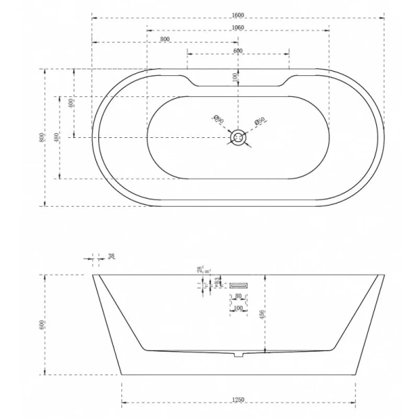 Акриловая ванна Abber 160х80 см овальная - фото 2