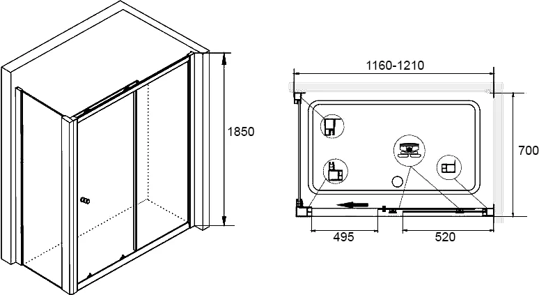 Душевой уголок RGW Classic RGW CL-45 120х70 04094527, недорогие, стеклянные, угловые, c поддоном, без поддона - фото 5