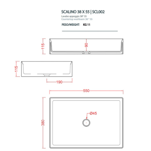 Раковина ArtCeram Scalino 55 см grigio oliva - фото 2