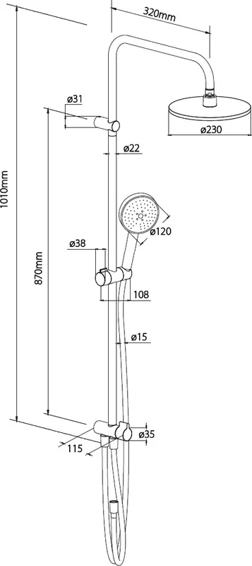 Душевая стойка Damixa Origin Bit белая, без излива - фото 5